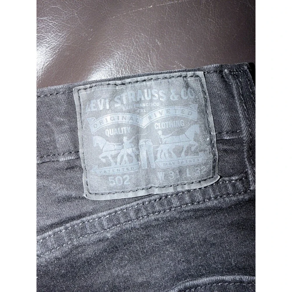 Levi's Mens 502 Black Straight Denim Jeans Cotton Dark Wash Regular 5-Pocket